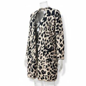 Chico’s Leopard Print Open Front Cardigan Sweater Jacket Women’s Size 3 (XL/16)
